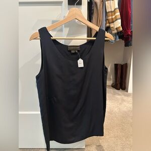 Navy silk top